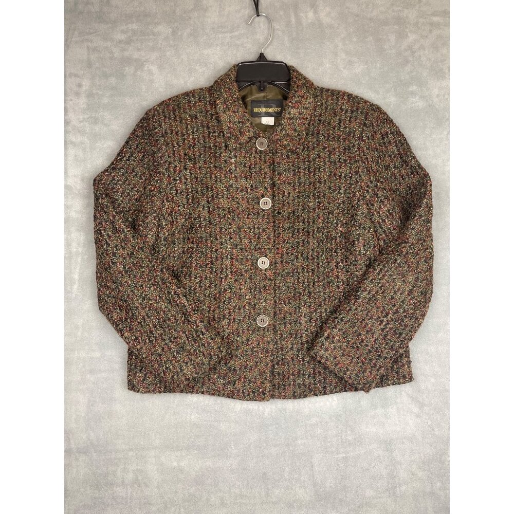 VTG Tweed Jacket Womens 12 Brown Lined Acrylic Mohair Blend Made in USA - Picture 1 of 6